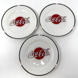 Sakura Coca Cola Salad/Dessert Plates Red White Black 2002 VTG Diner Set of 3